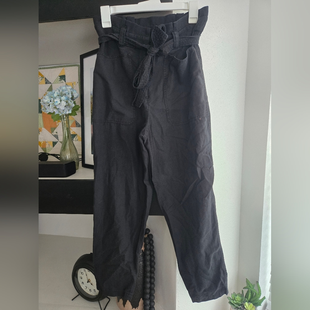 Womens Express PaperBag Waist Ankle Pant